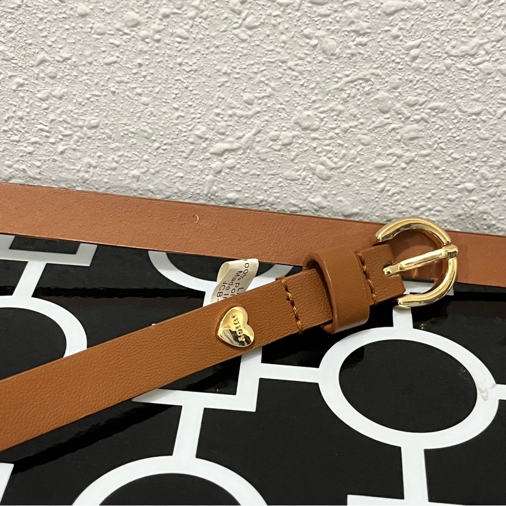 Juicy Couture Faux Leather Brown L/XL Belt #JCB-310 w/Gold Juicy Heart & Buckle